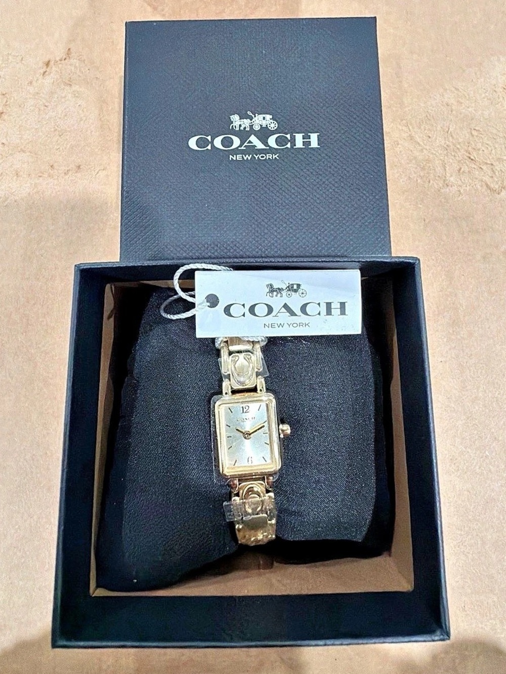 COACH Mara Women’s Quartz Watch - Mini Tank-Shaped Bracelet IN Gold NWT